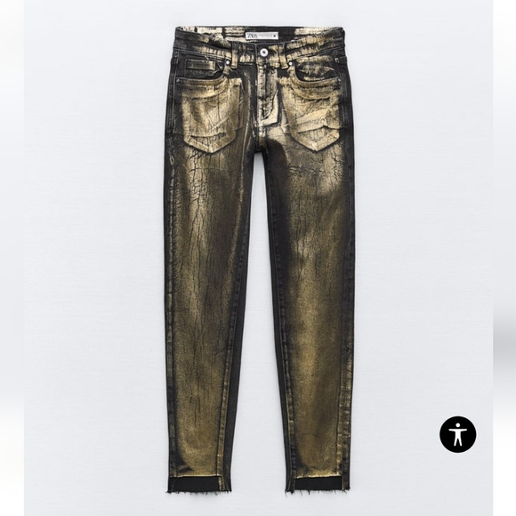 Zara FOIL METALLIC MID WAIST Z1975 SKINNY JEANS - Picture 7 of 9